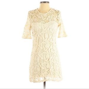 Sparkle & Fade S cream crochet layered‎ 3/4 bell sleeves cut out back mini dress